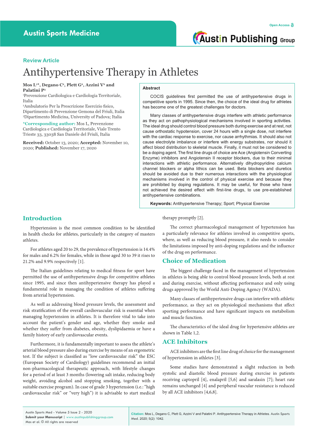 Antihypertensive Therapy in Athletes