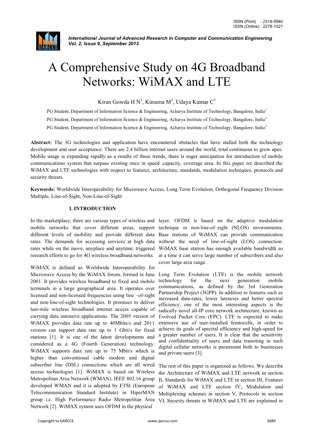 A Comprehensive Study on 4G Broadband Networks: Wimax and LTE