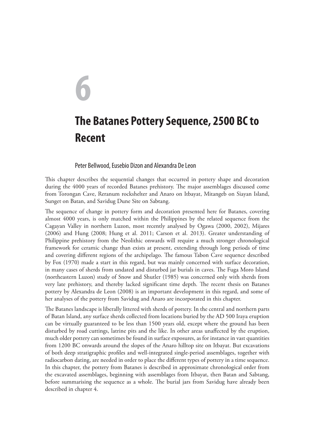 The Batanes Pottery Sequence, 2500 BC to Recent