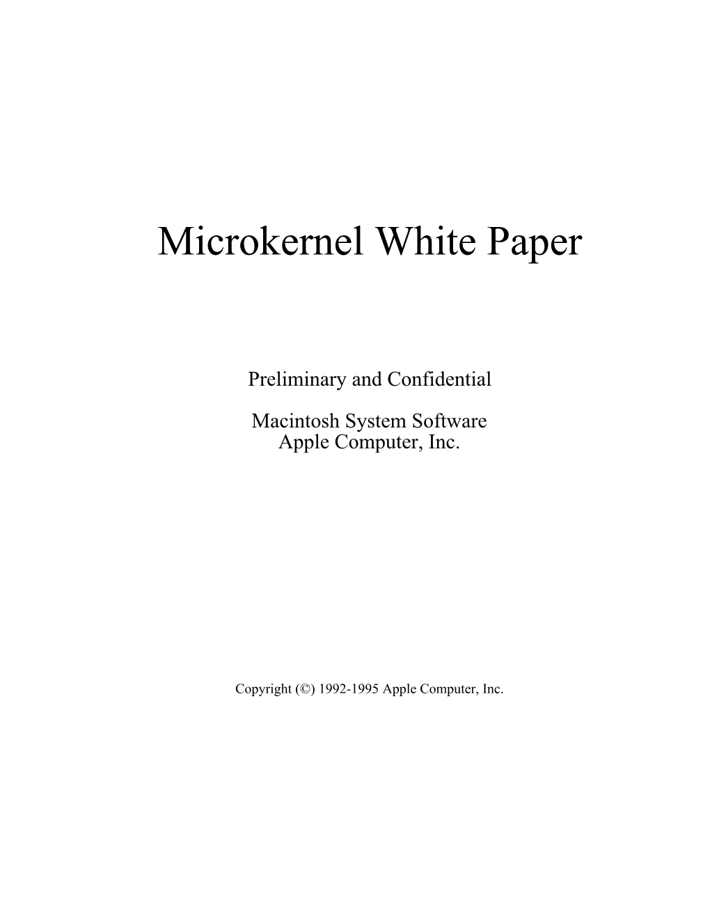 Microkernel White Paper