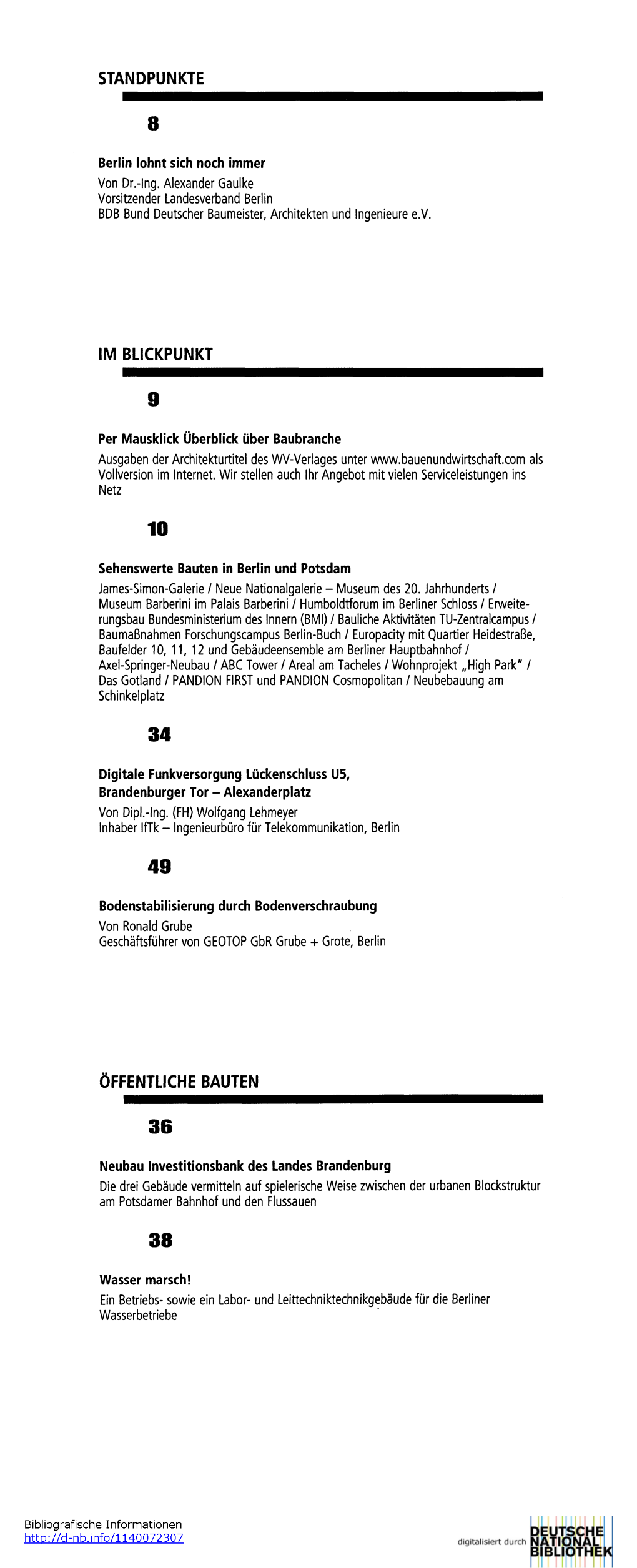 Ing. Alexander Gaulke Vorsitzender Landesverband Berlin BDB Bund Deutscher Baumeister, Architekten Und Ingenieure E.V