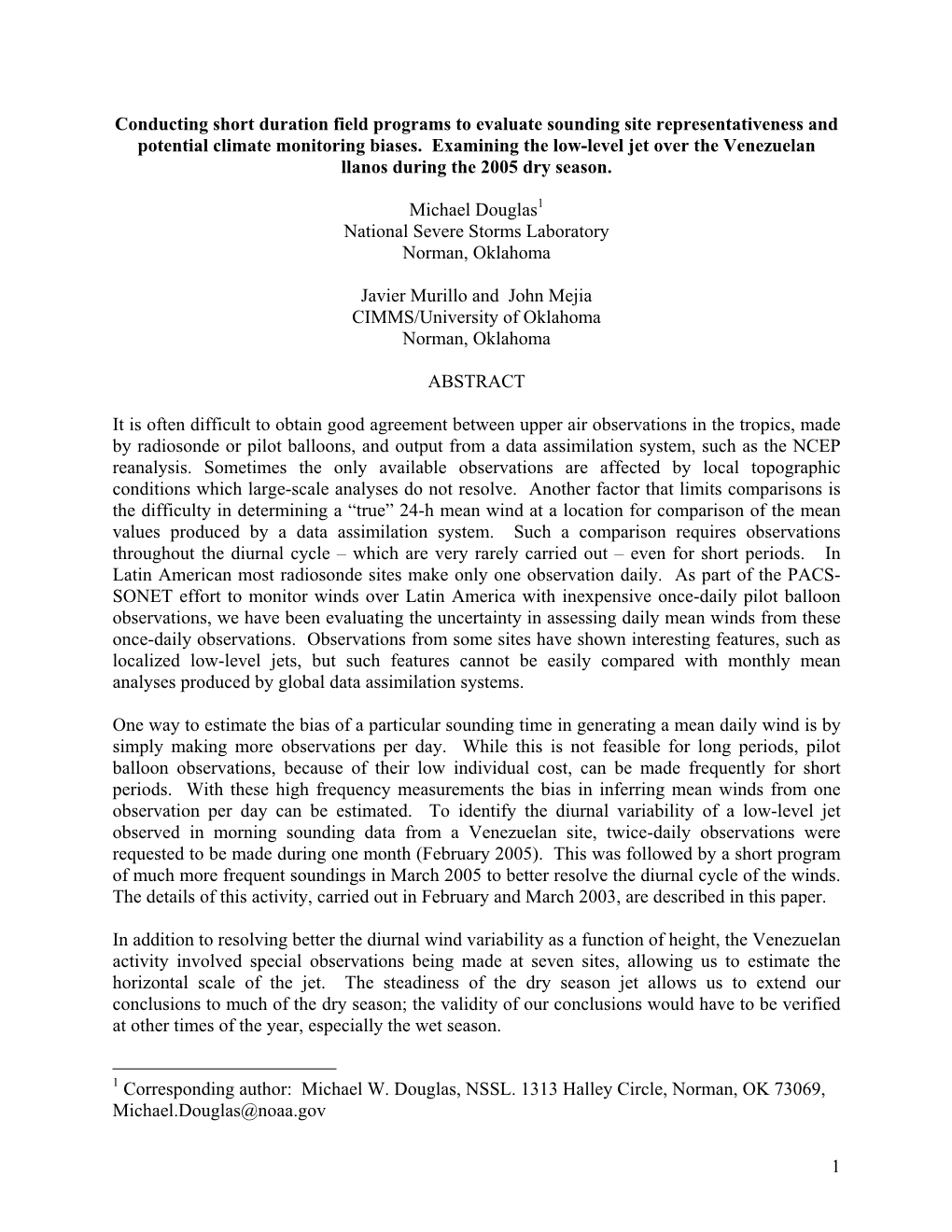 1 Conducting Short Duration Field Programs to Evaluate Sounding Site Representativeness and Potential Climate Monitoring Biases