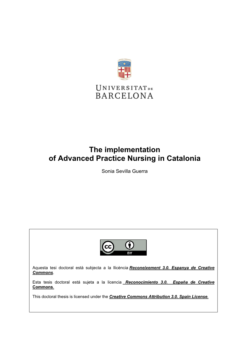 The Implementation of Advanced Practice Nursing in Catalonia