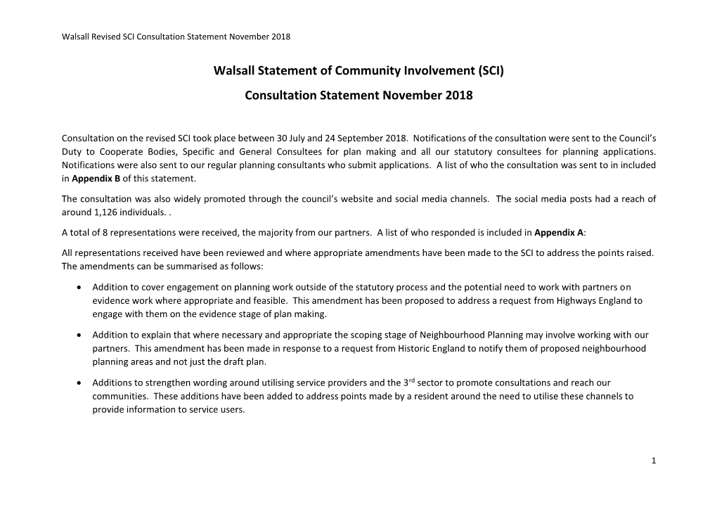 (SCI) Consultation Statement November 2018