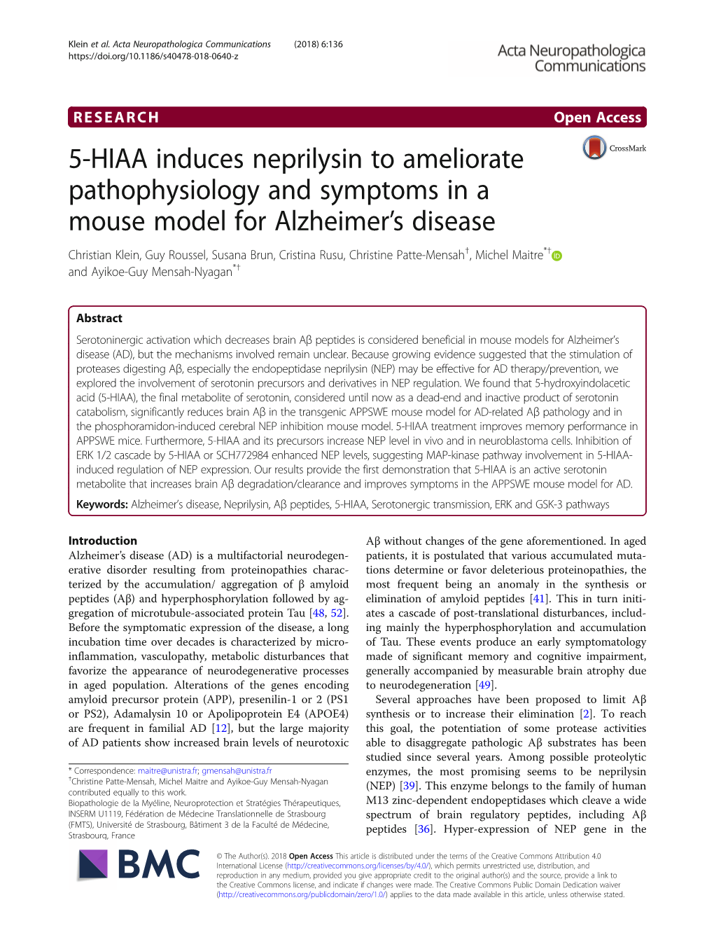 5-HIAA Induces Neprilysin to Ameliorate Pathophysiology And