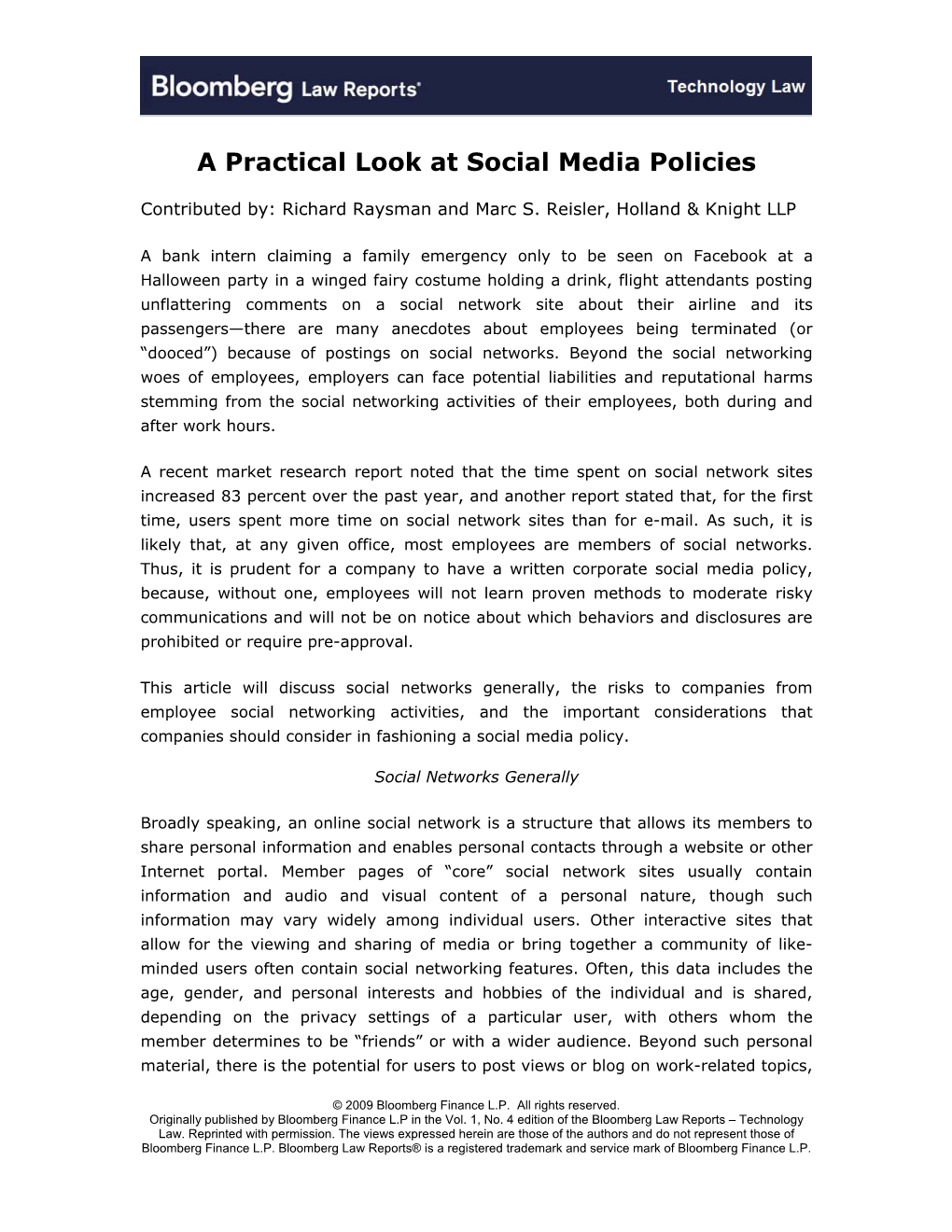 A Practical Look at Social Media Policies