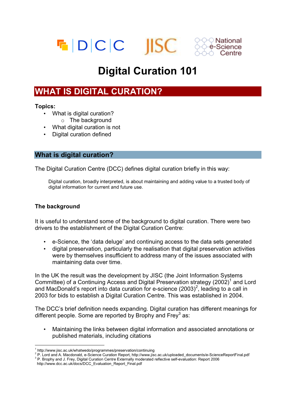 DC 101 What Is Digital Curation