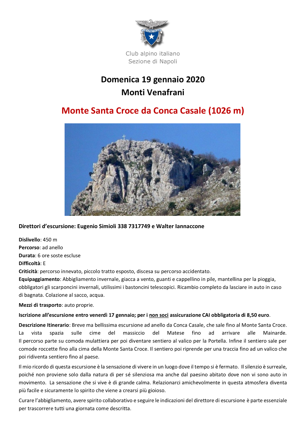 Monte Santa Croce Da Conca Casale (1026 M)