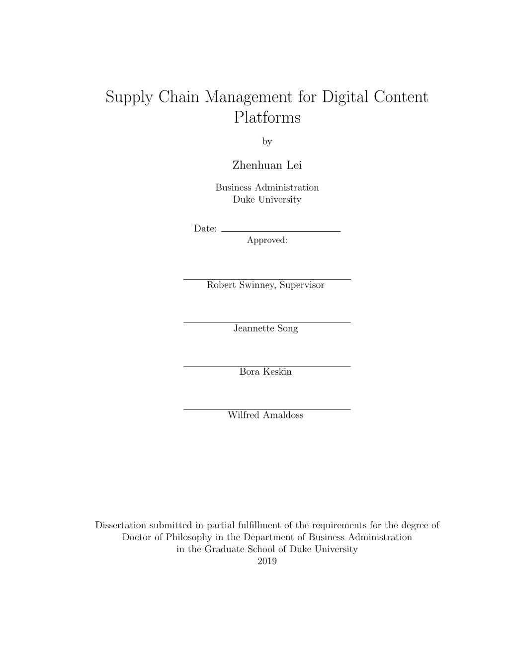 Supply Chain Management for Digital Content Platforms