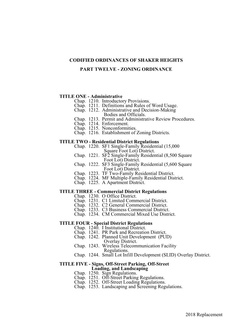 Zoning Ordinance Title