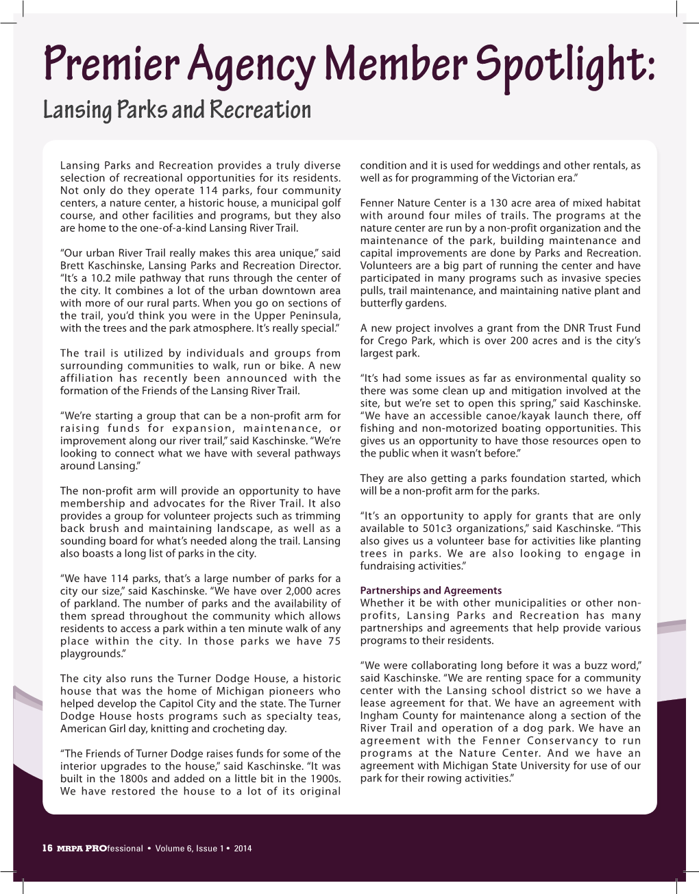 Spotlight on Lansing Parks and Rec