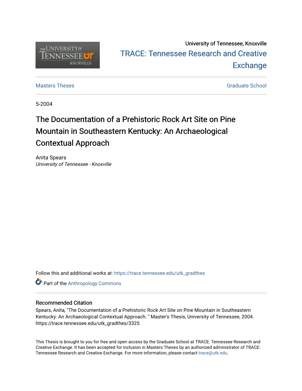 The Documentation of a Prehistoric Rock Art Site on Pine Mountain in Southeastern Kentucky: an Archaeological Contextual Approach