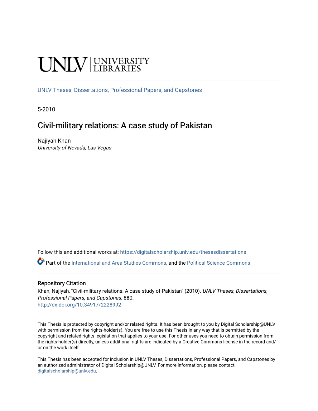 Civil-Military Relations: a Case Study of Pakistan