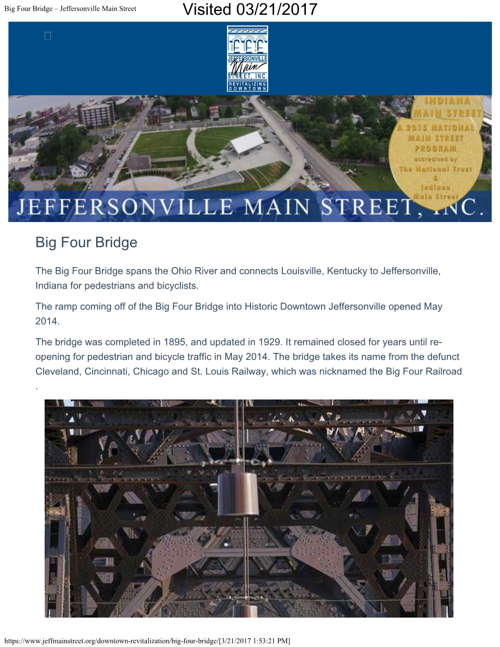 Big Four Bridge – Jeffersonville Main Street Visited 03/21/2017 