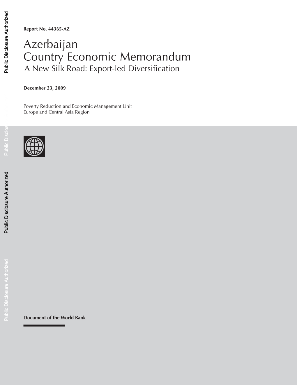 Azerbaijan Country Economic Memorandum