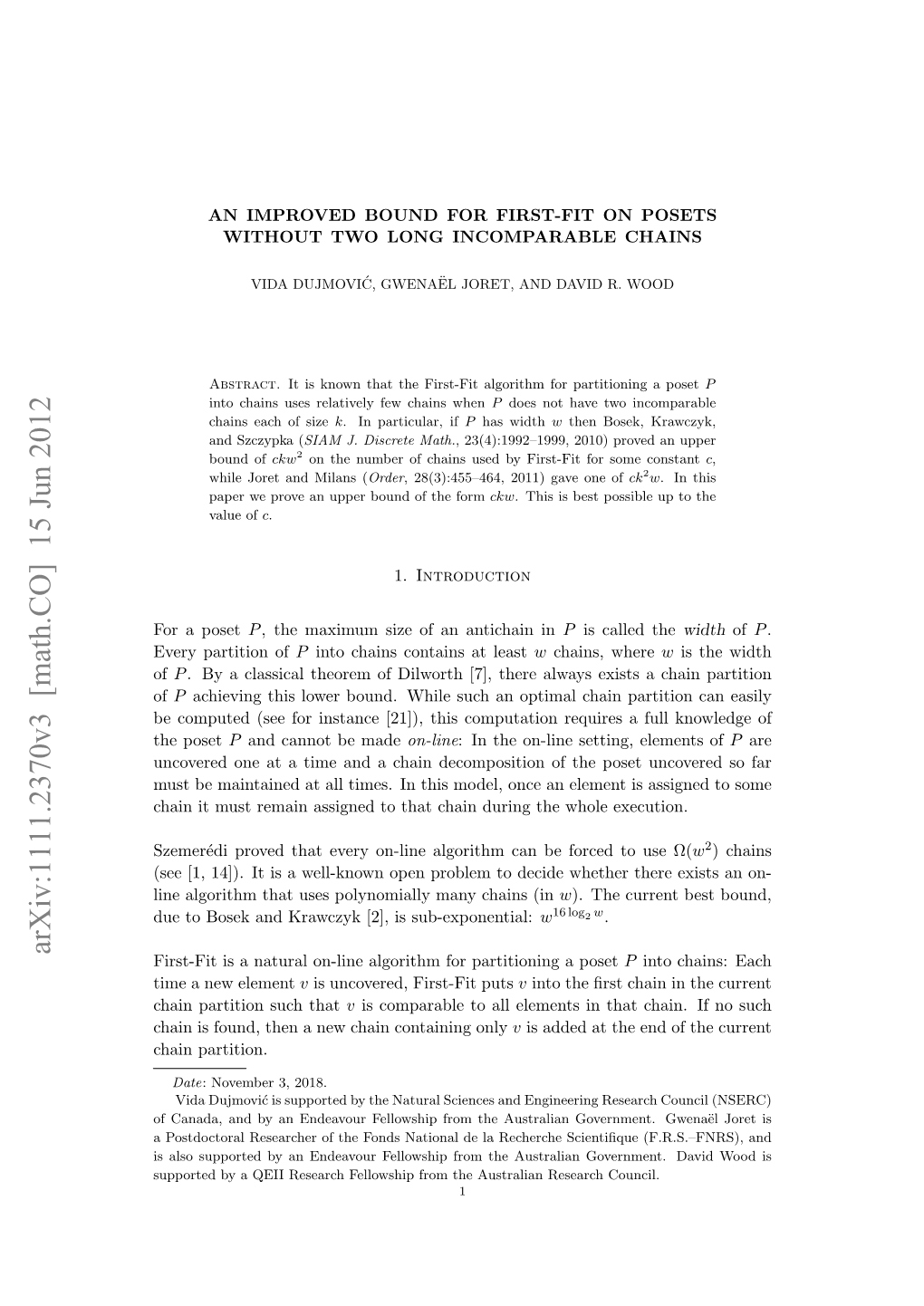 An Improved Bound for First-Fit on Posets Without Two Long Incomparable Chains