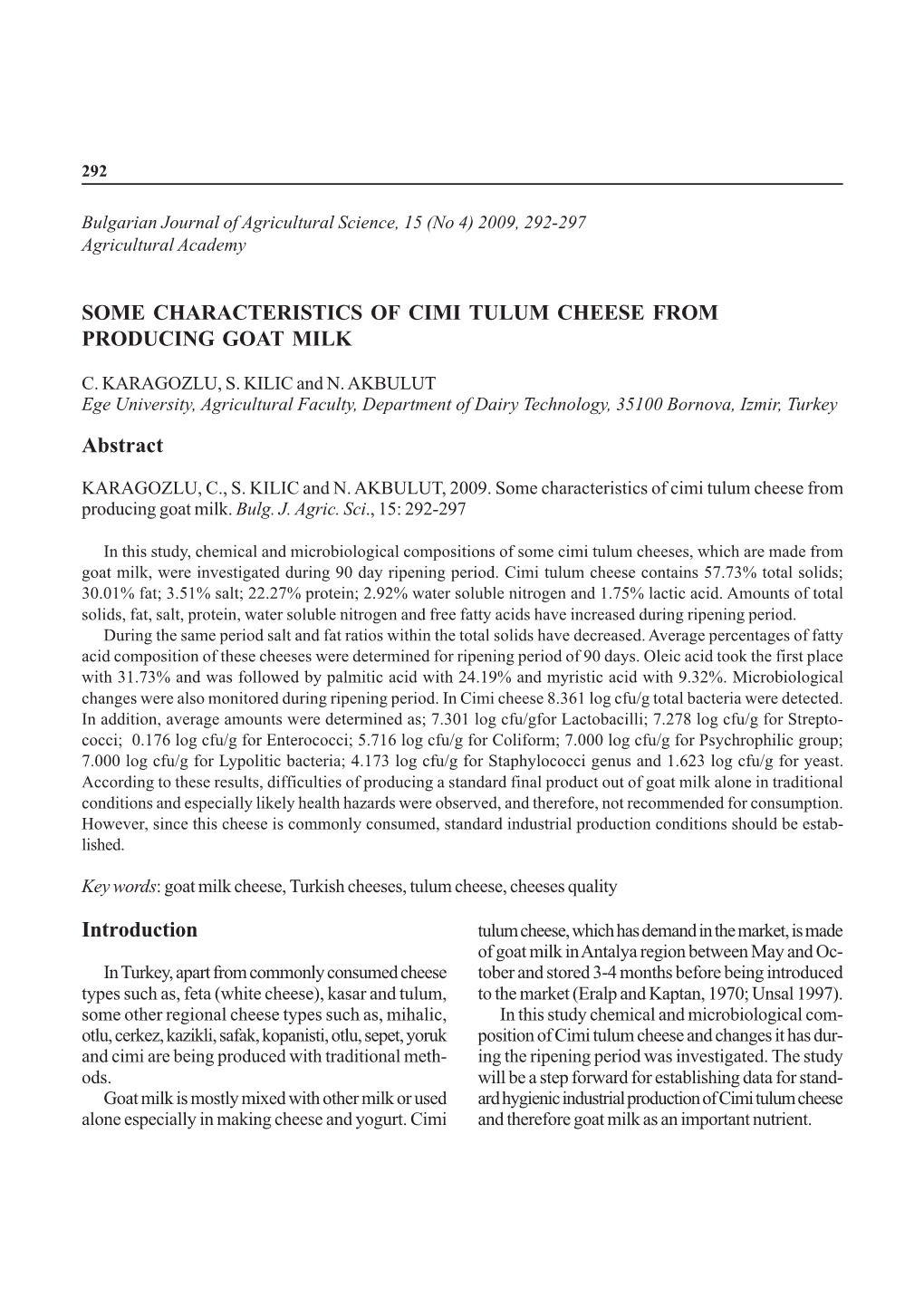 Some Characteristics of Cimi Tulum Cheese from Producing Goat Milk