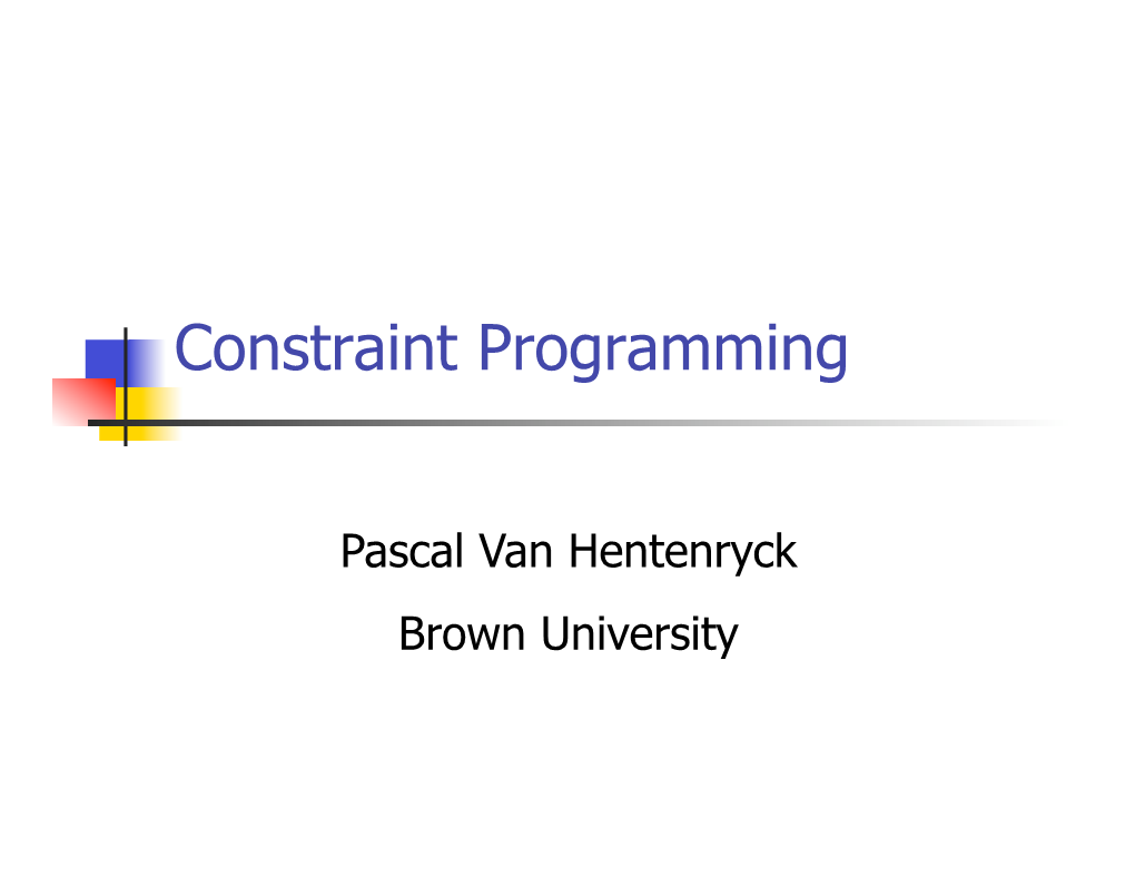 Constraint Programming