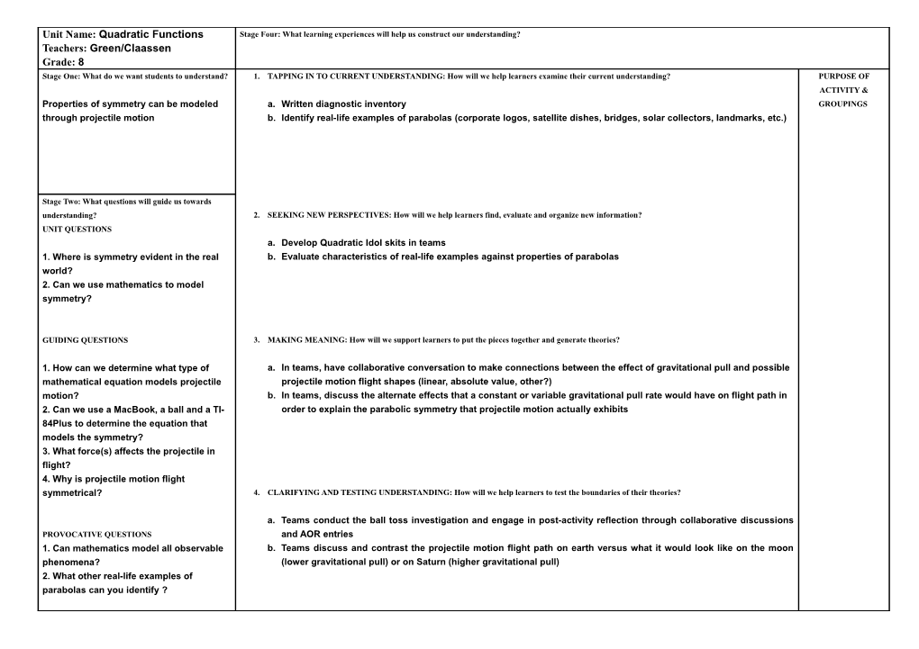 Unit Assessment Planner