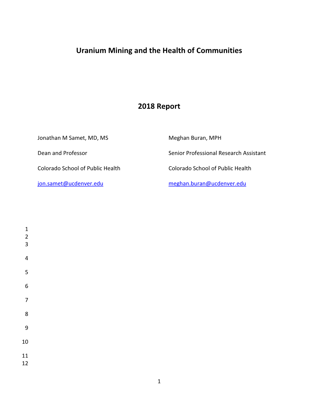Uranium Mining Report 2018