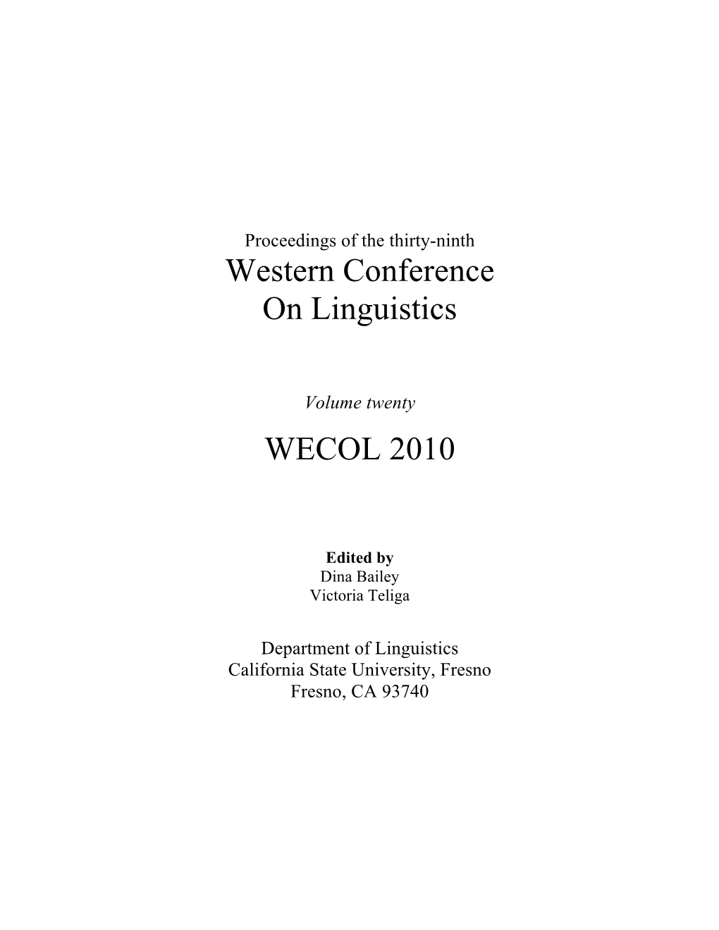 Western Conference on Linguistics