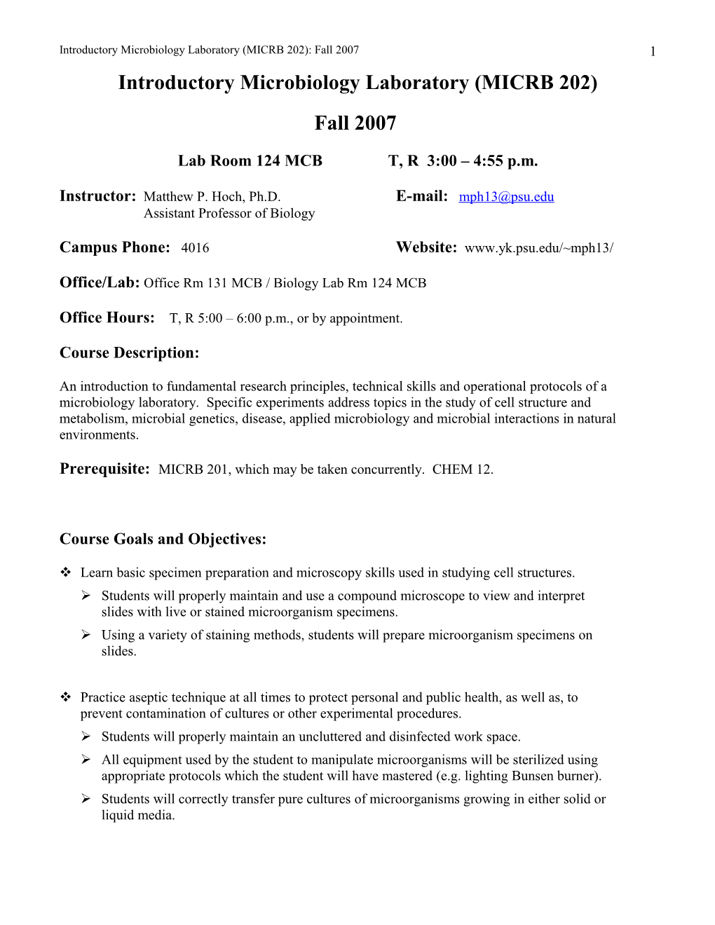 Elementary Microbiology Laboratory (MICRB 107) s1