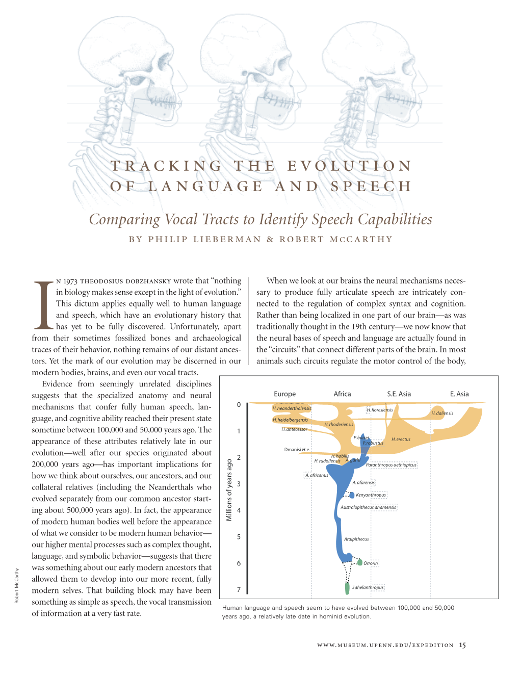 Tracking the Evolution of Language and Speech