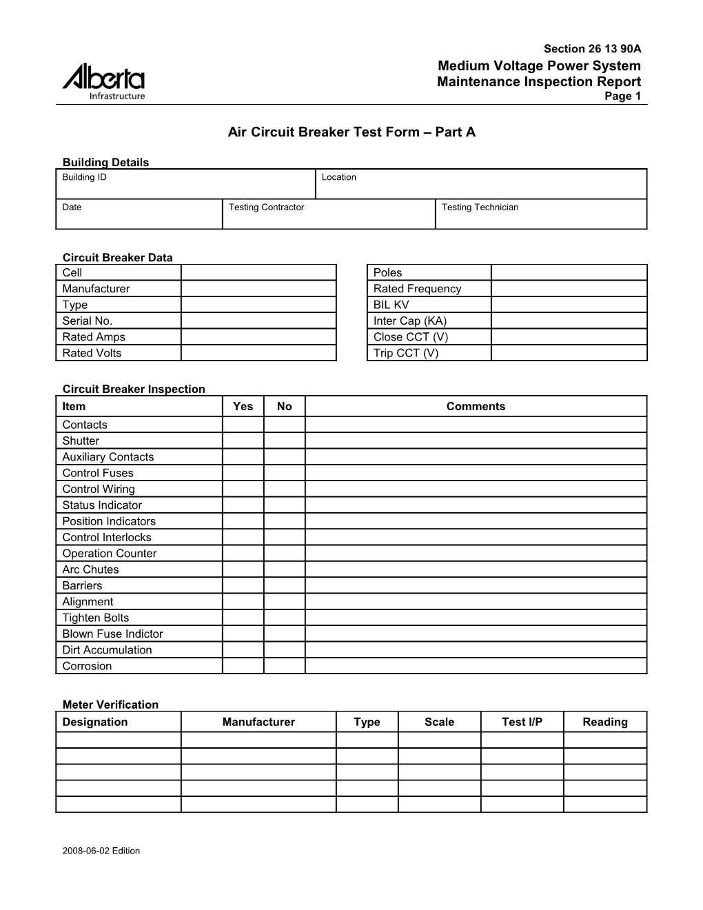 26 13 90AB (16499A) - High Voltage Power System Maintenance Inspection Report