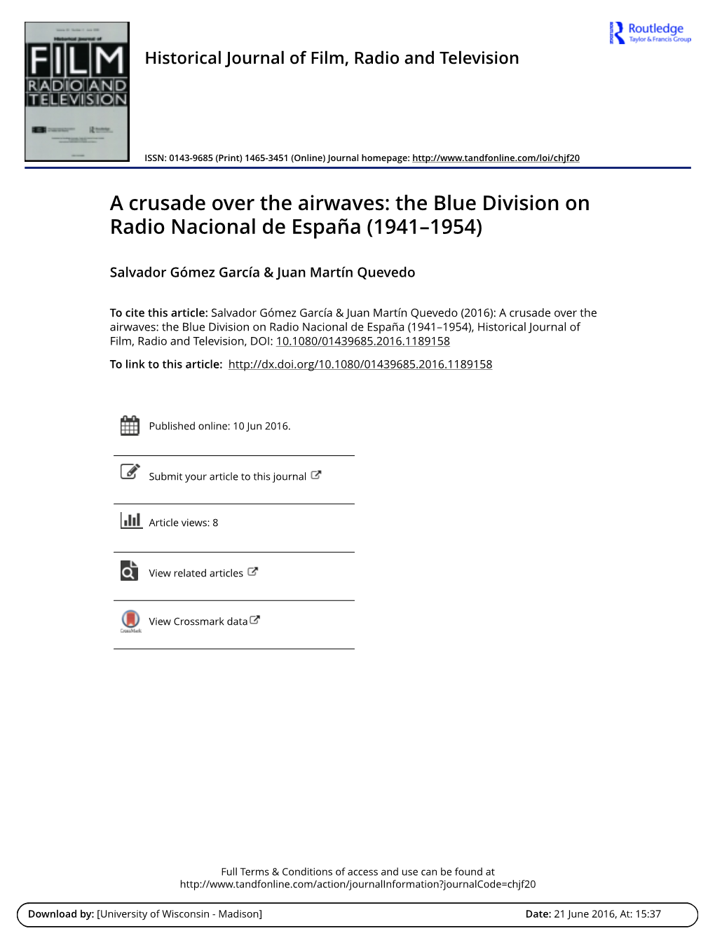 The Blue Division on Radio Nacional De España (1941–1954)