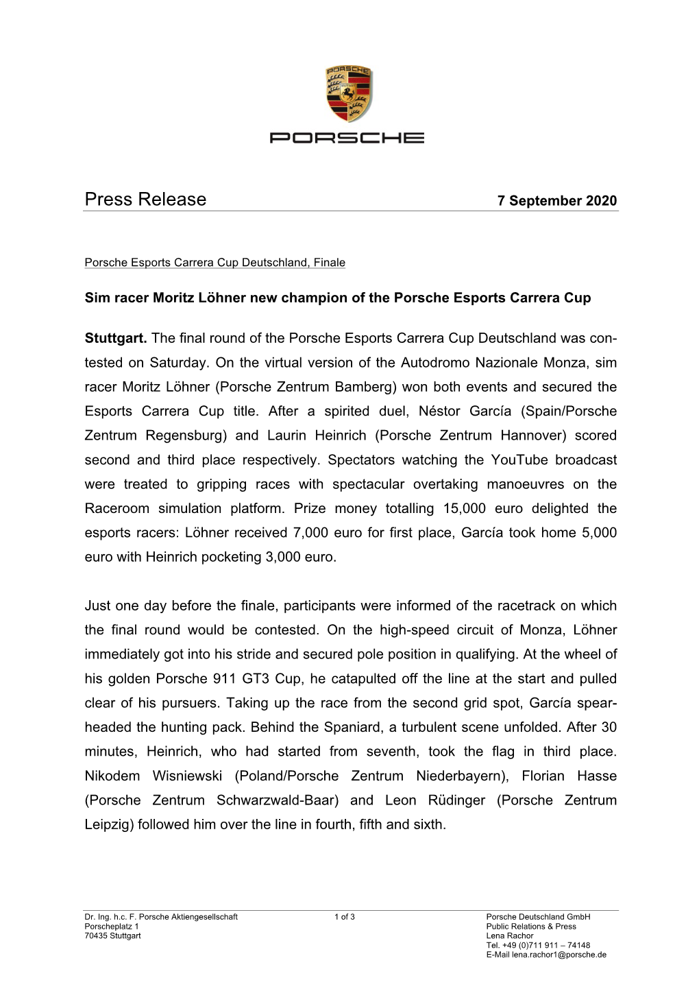 Press Release 7 September 2020