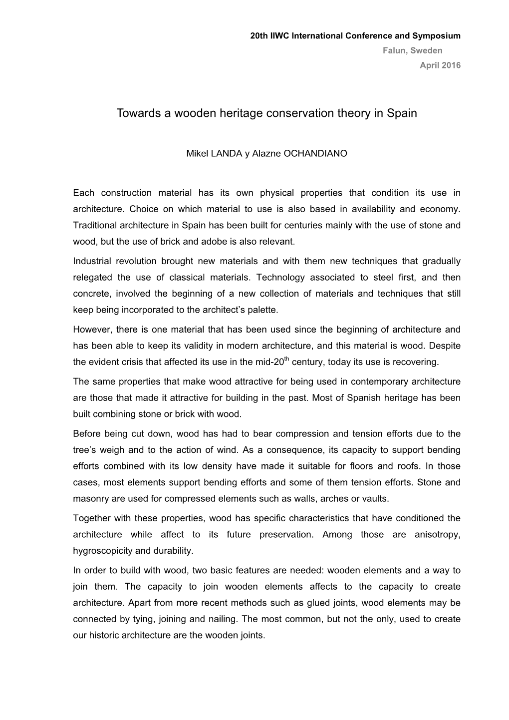 Towards a Wooden Heritage Conservation Theory in Spain