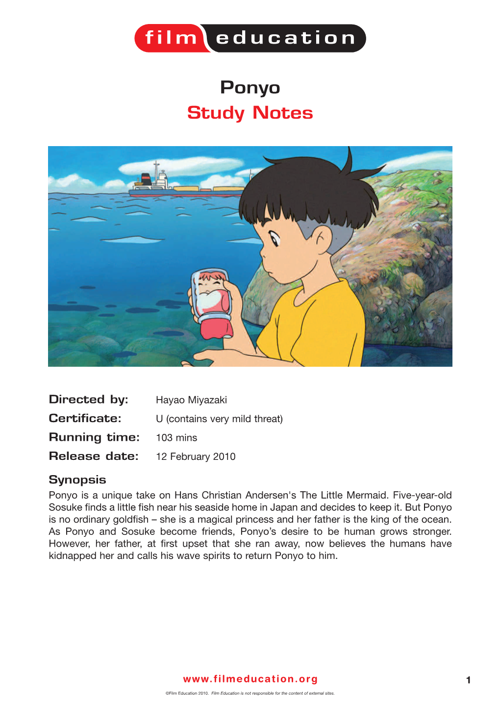 Ponyo Study Notes