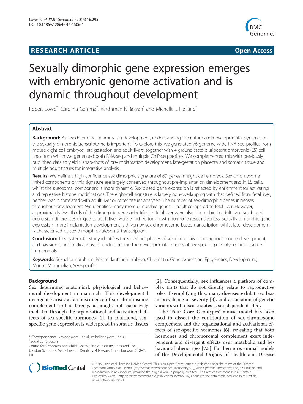 Sexually Dimorphic Gene Expression Emerges with Embryonic Genome