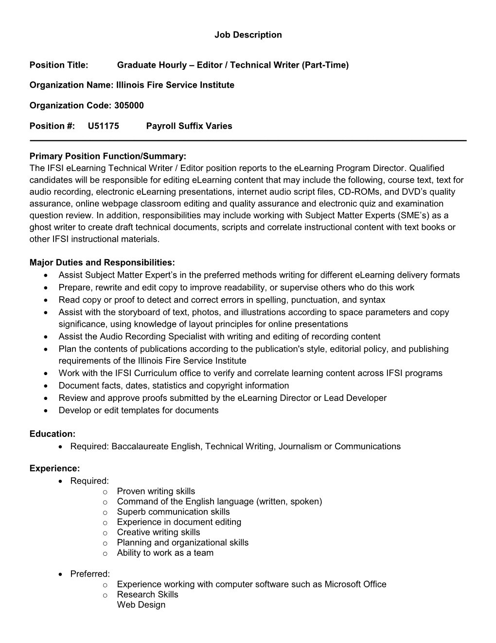 Editor / Technical Writer (Part-Time)