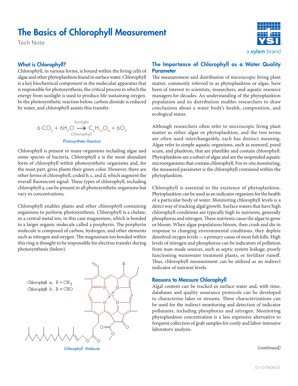 Tech Note: the Basics of Chlorophyll Measurement