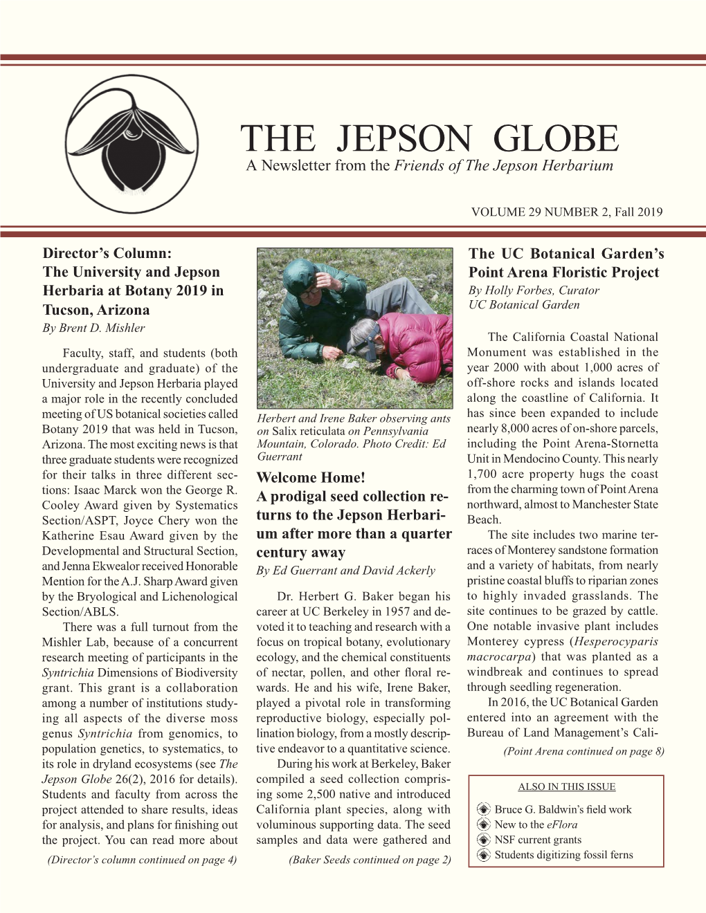 THE JEPSON GLOBE a Newsletter from the Friends of the Jepson Herbarium