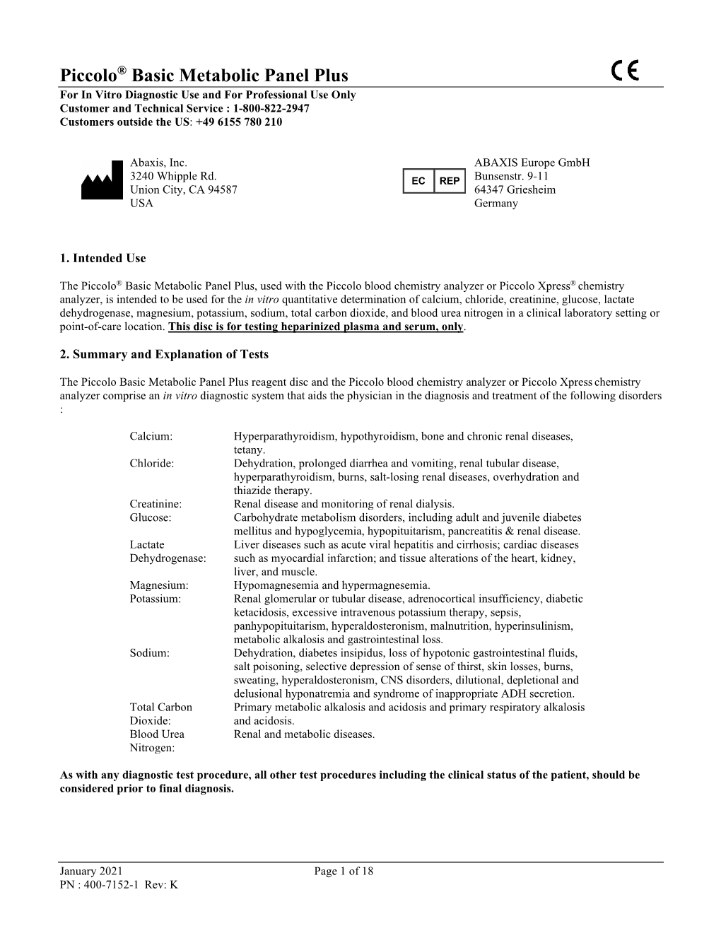 Basic Metabolic Panel Plus PI