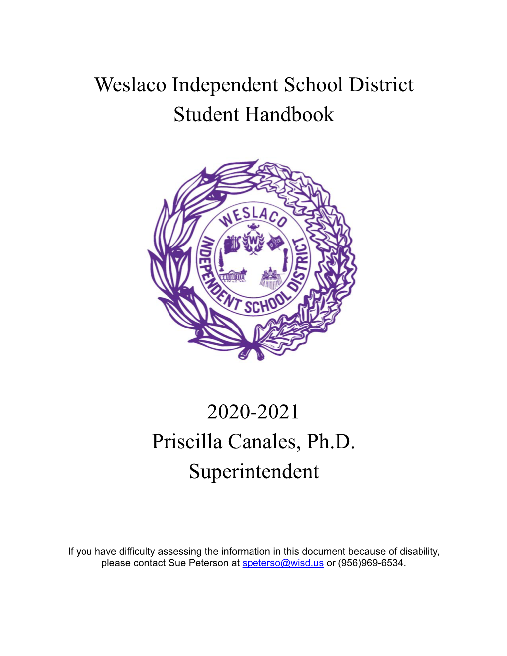 Weslaco Independent School District Student Handbook 2020-2021