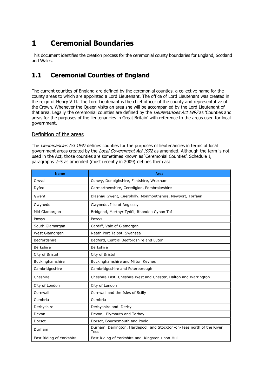 Guide to Ceremonial County Boundaries