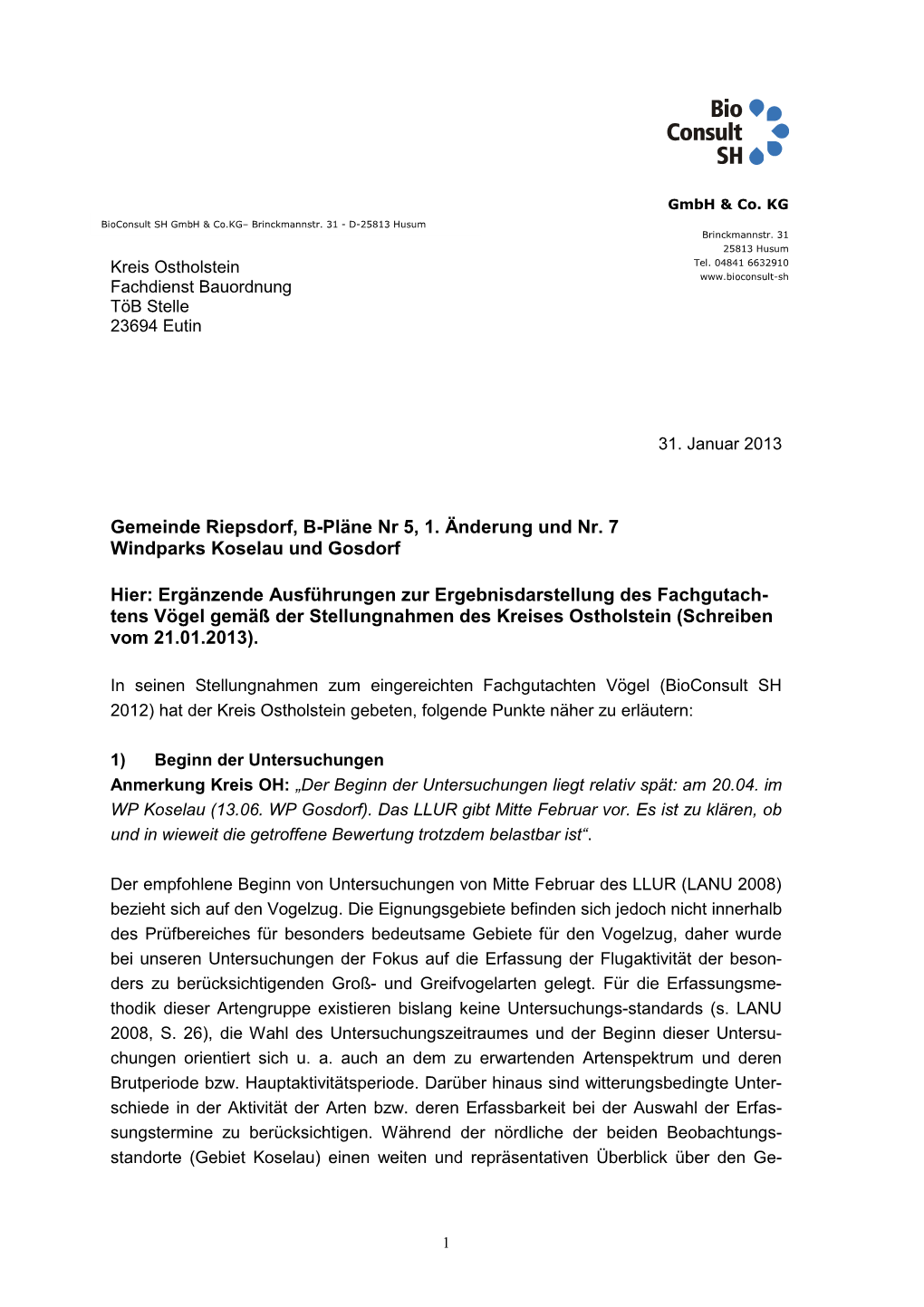 Gemeinde Riepsdorf, B-Pläne Nr 5, 1. Änderung Und Nr. 7 Windparks Koselau Und Gosdorf