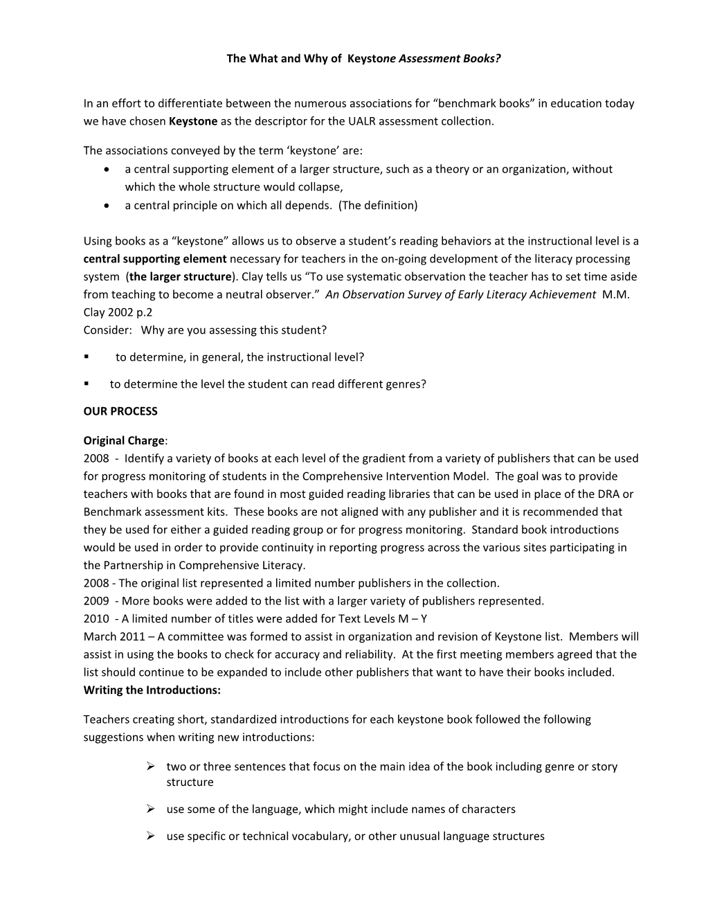 The What and Why of Keystone Assessment Books?