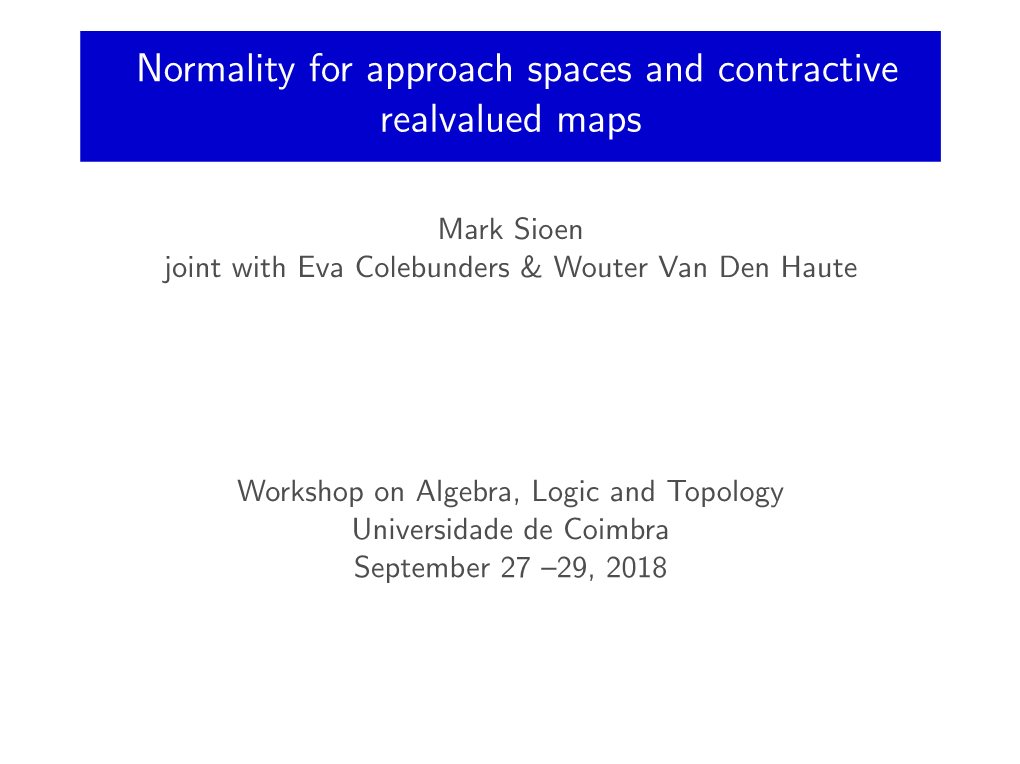 Normality for Approach Spaces and Contractive Realvalued Maps