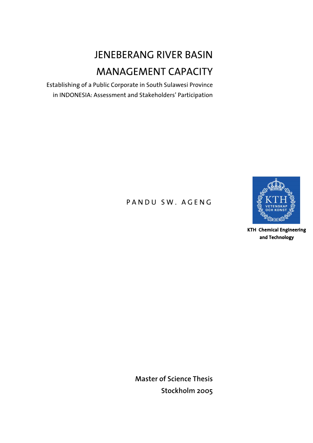 Jeneberang River Basin Management Capacity