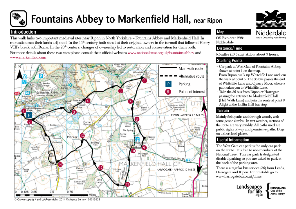 Fountains Abbey to Markenfield Hall, Near Ripon