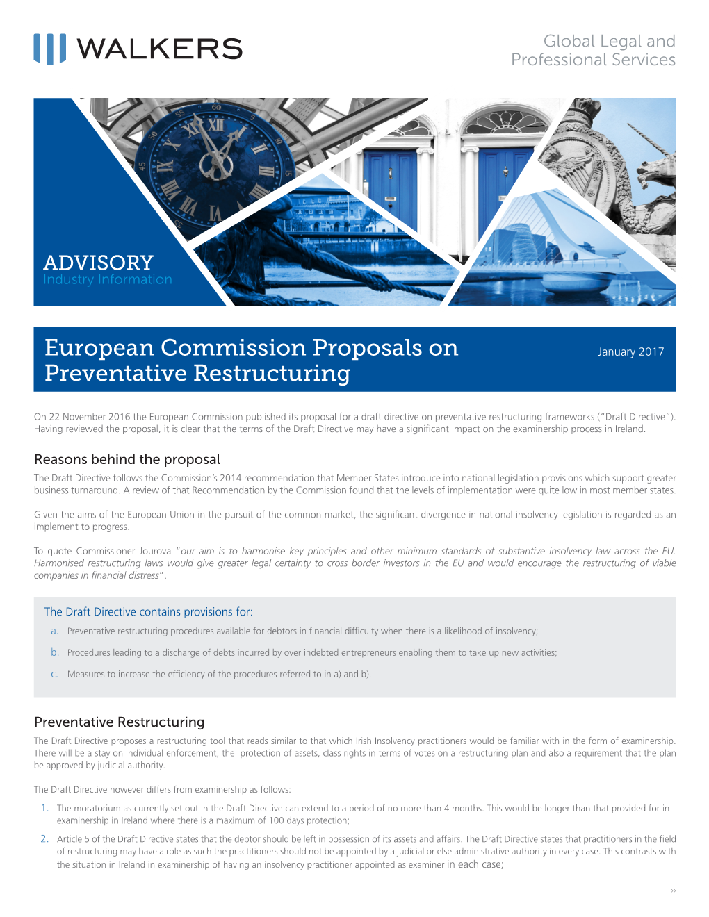 European Commission Proposals on Preventative Restructuring