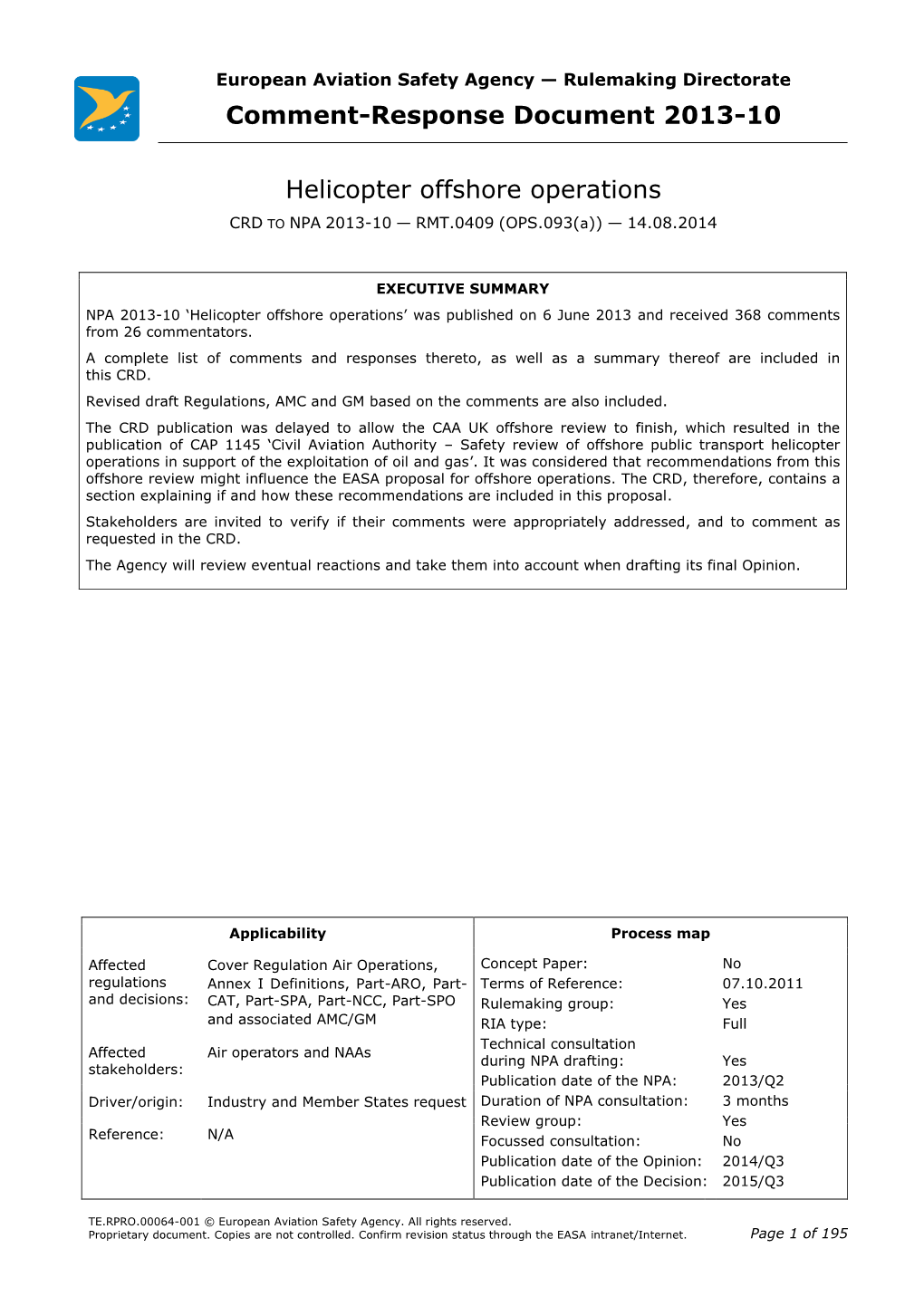 Comment-Response Document 2013-10