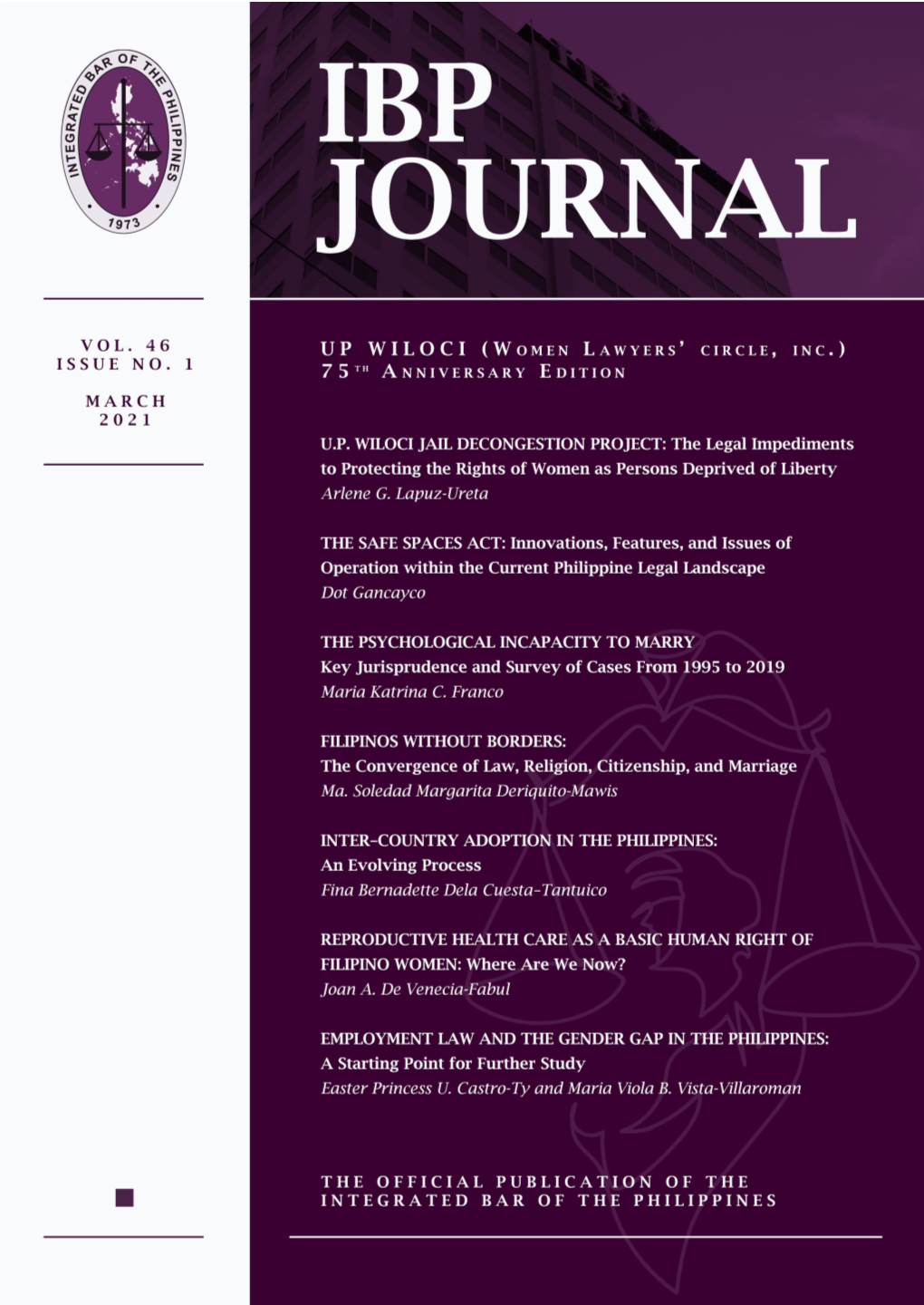 IBP Journal (2021, Vol. 46, Issue No. 1)