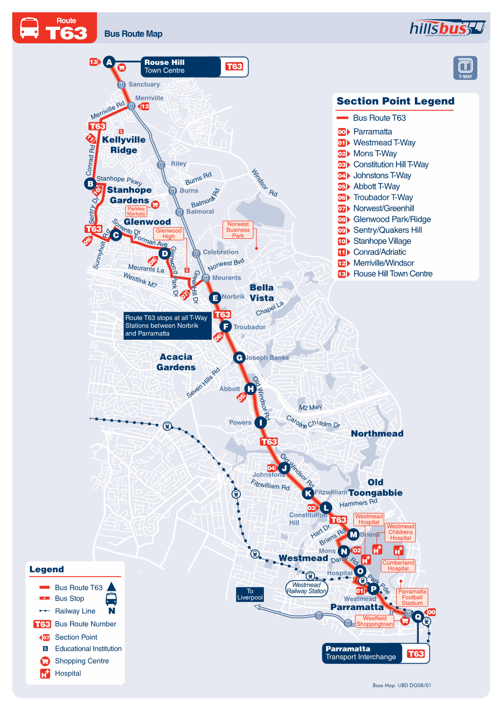 T63 Bus Route Map