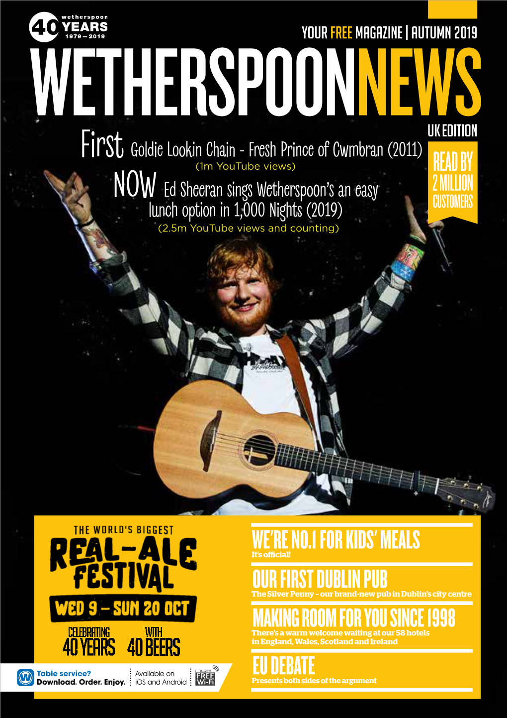 READ by NOW Ed Sheeran Sings Wetherspoon’S an Easy 2 MILLION Lunch Option in 1,000 Nights (2019) CUSTOMERS (2.5M Youtube Views and Counting)