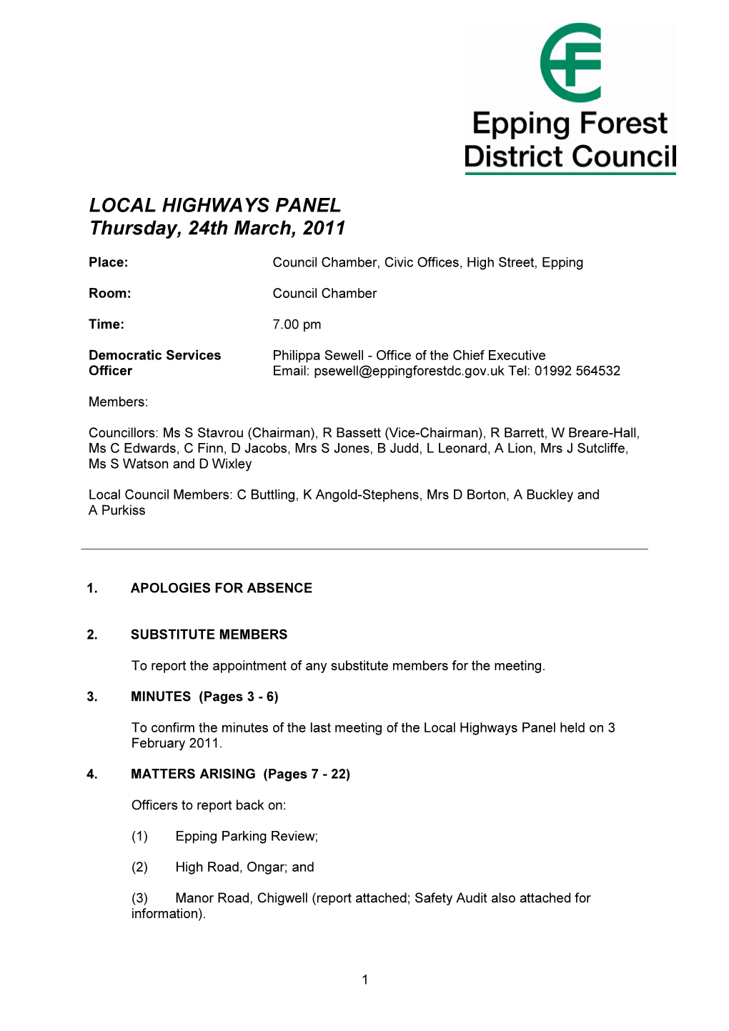 Agenda Reports Pack (Public) 24/03/2011, 19.00